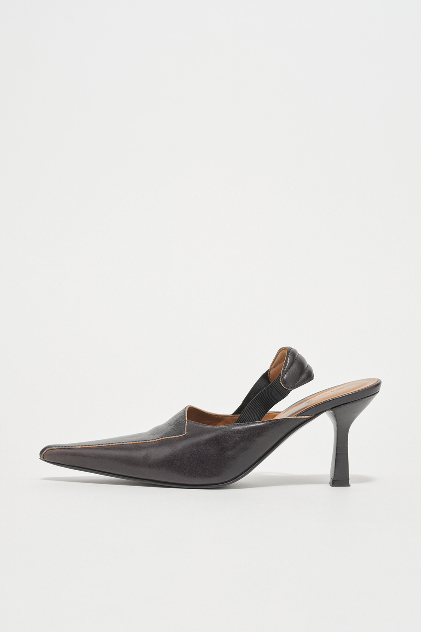 Envelope Heel Top Dyed Black Leather - 1