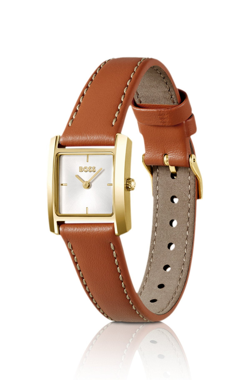 BOSS LEATHER-STRAP WATCH WITH SQUARE CASE outlook