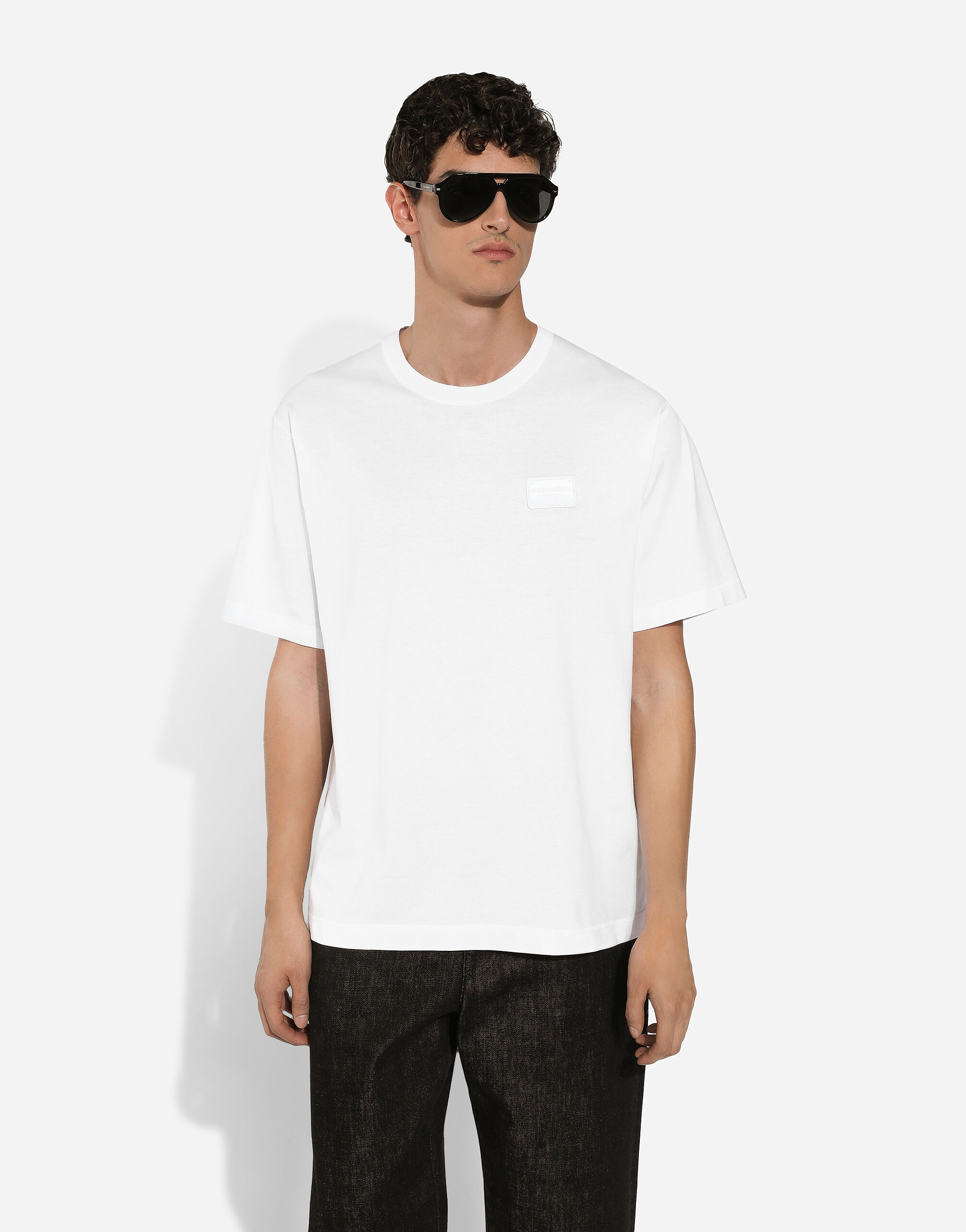 Cotton T-shirt with branded tag - 4