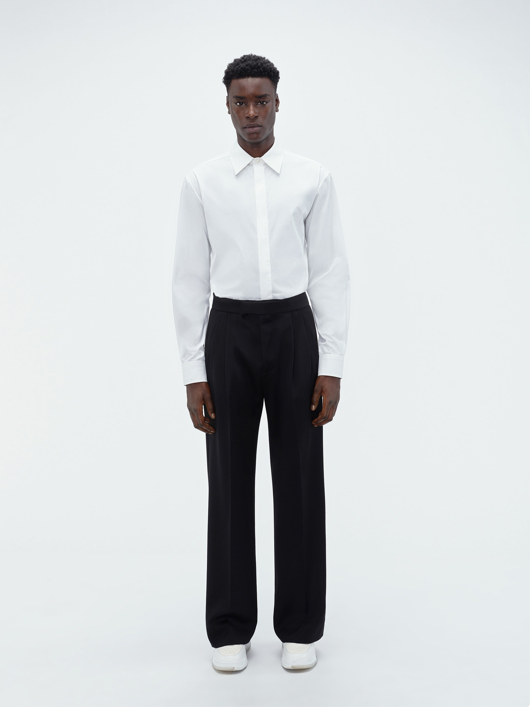 DOUBLE PLEAT TUXEDO PANT-BLACK - 1