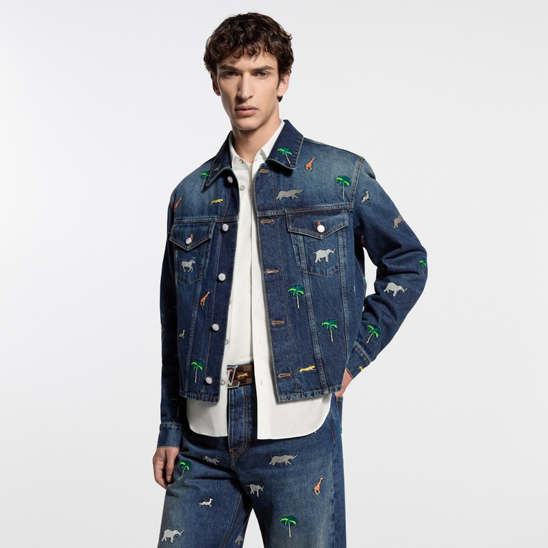LV x The Darjeeling Limited Embroidered Long-Sleeved Denim Shirt 2