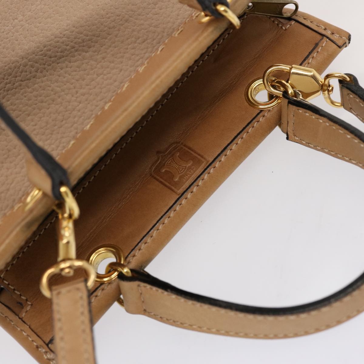 CELINE Hand Bag Leather Beige - 6