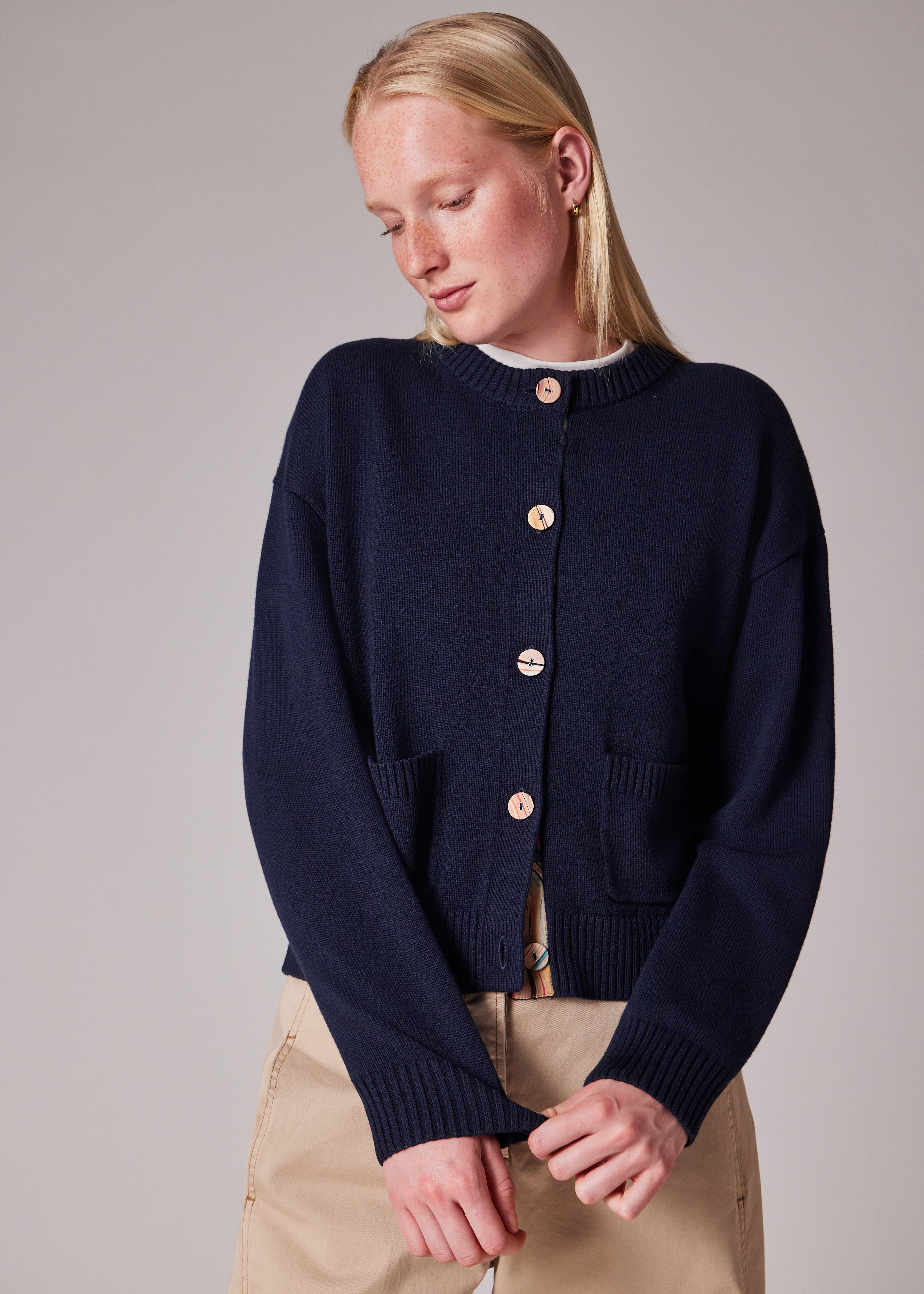 Women's Navy 'Swirl' Placket Cardigan - 3