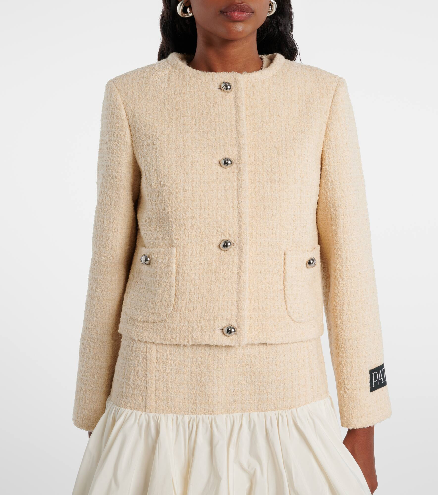 Logo wool-blend bouclé jacket - 6