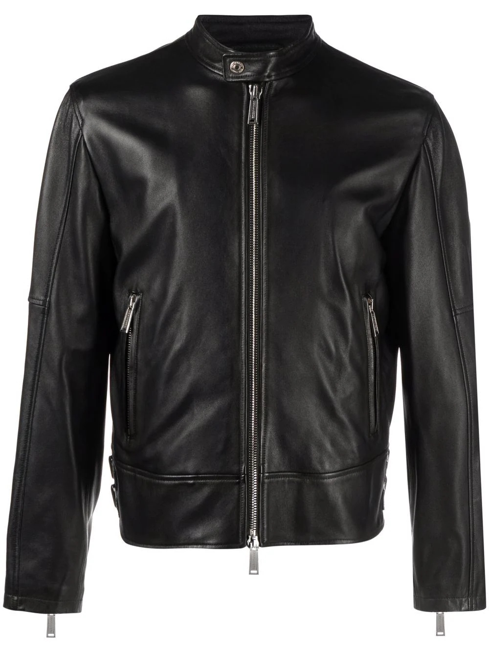 zippered leather jacket - 1