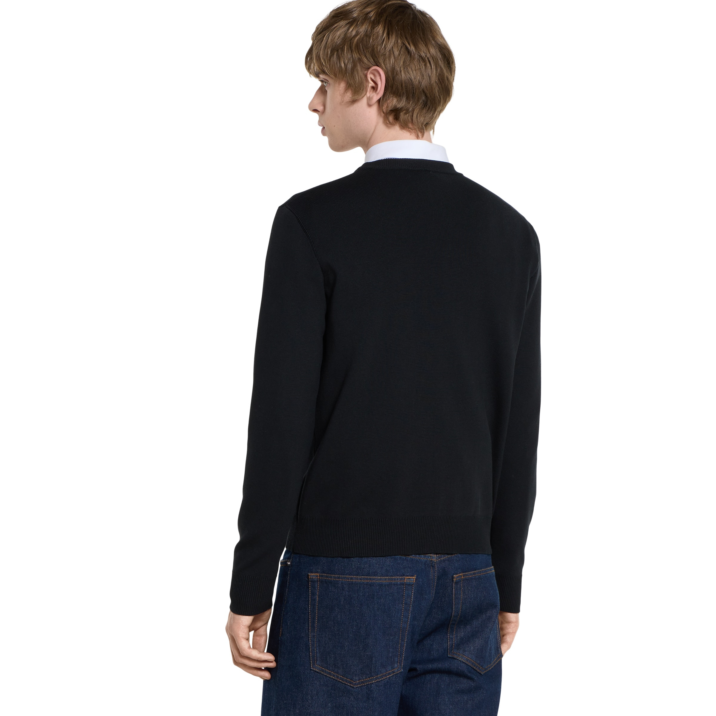Silk cotton sweater with intarsia - 4