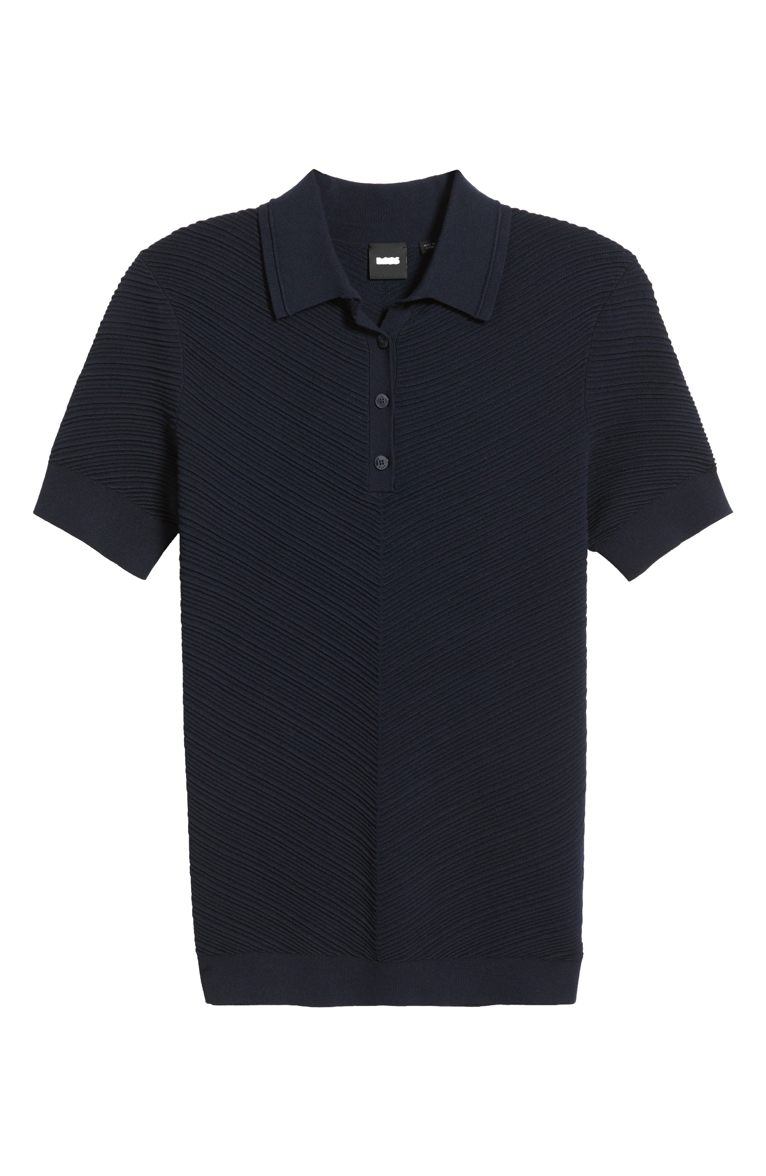 BOSS Fointa Chevron Rib Polo in Sky Captain at Nordstrom - 5