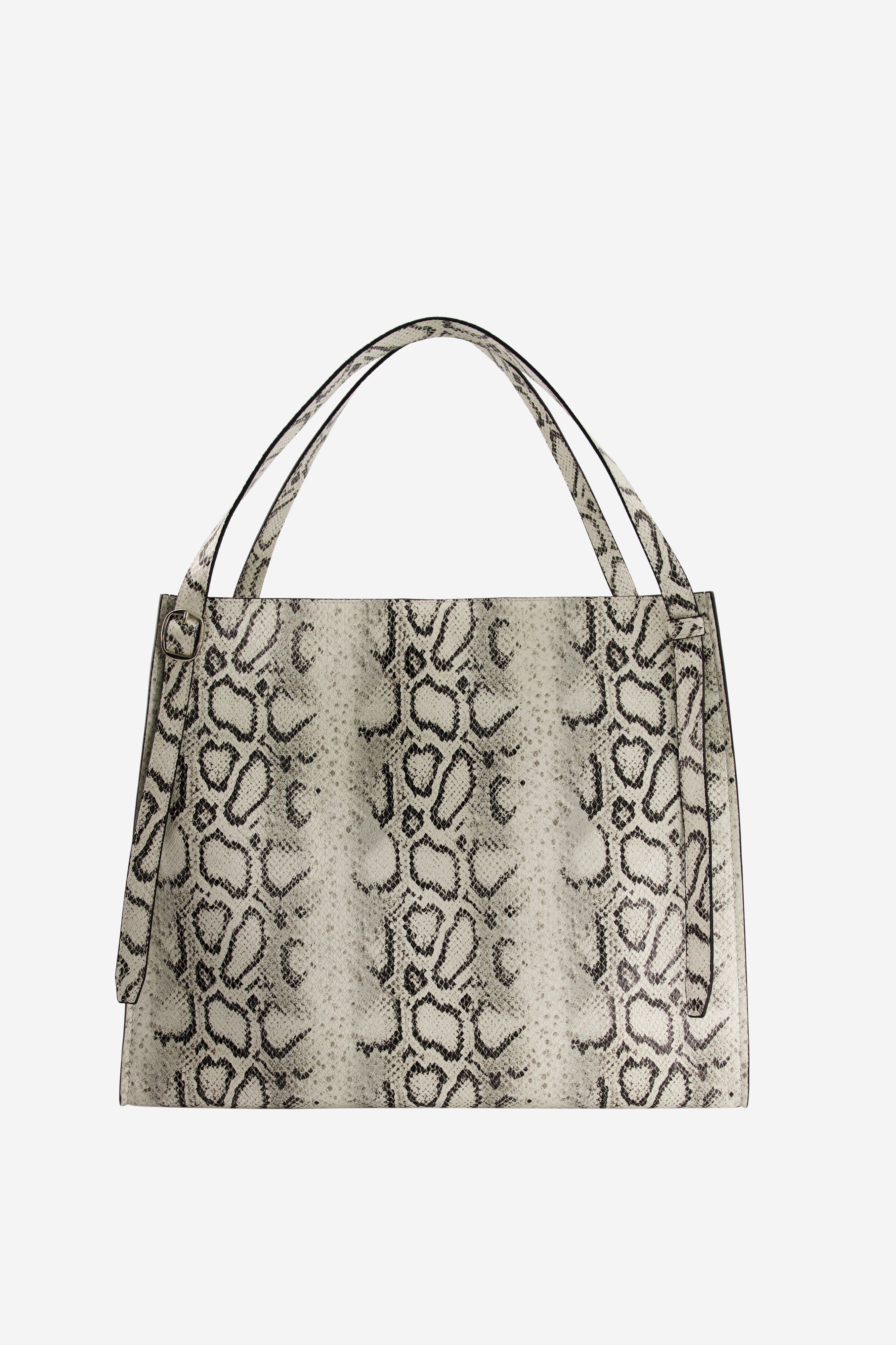 Snake Print Belt Tote Bag - 5