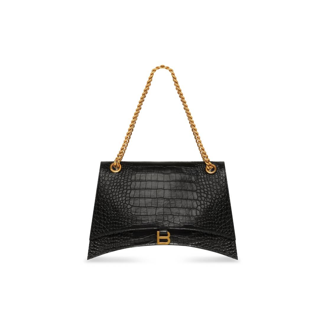 Women's Crush Large Chain Bag Crocodile Embossed  in Black - 1