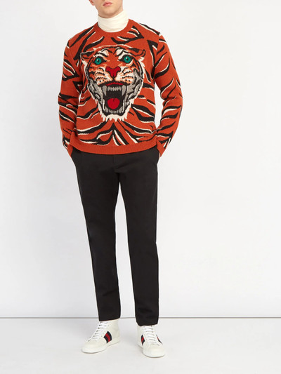 GUCCI Embroidered cotton chino trousers outlook