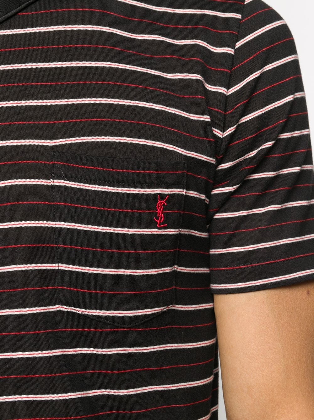 embroidered logo striped T-shirt - 5