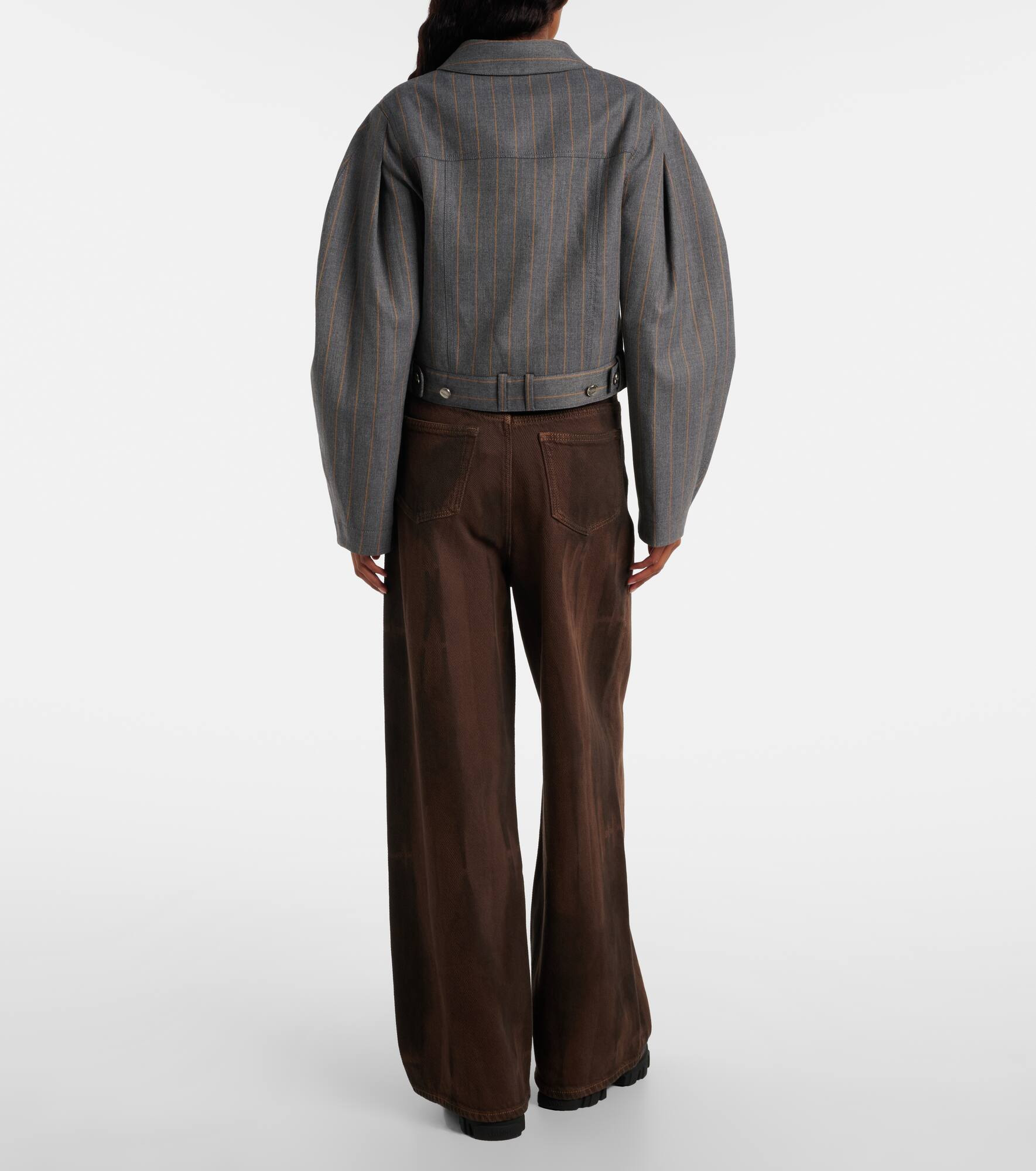 Pinstripe cropped jacket - 3