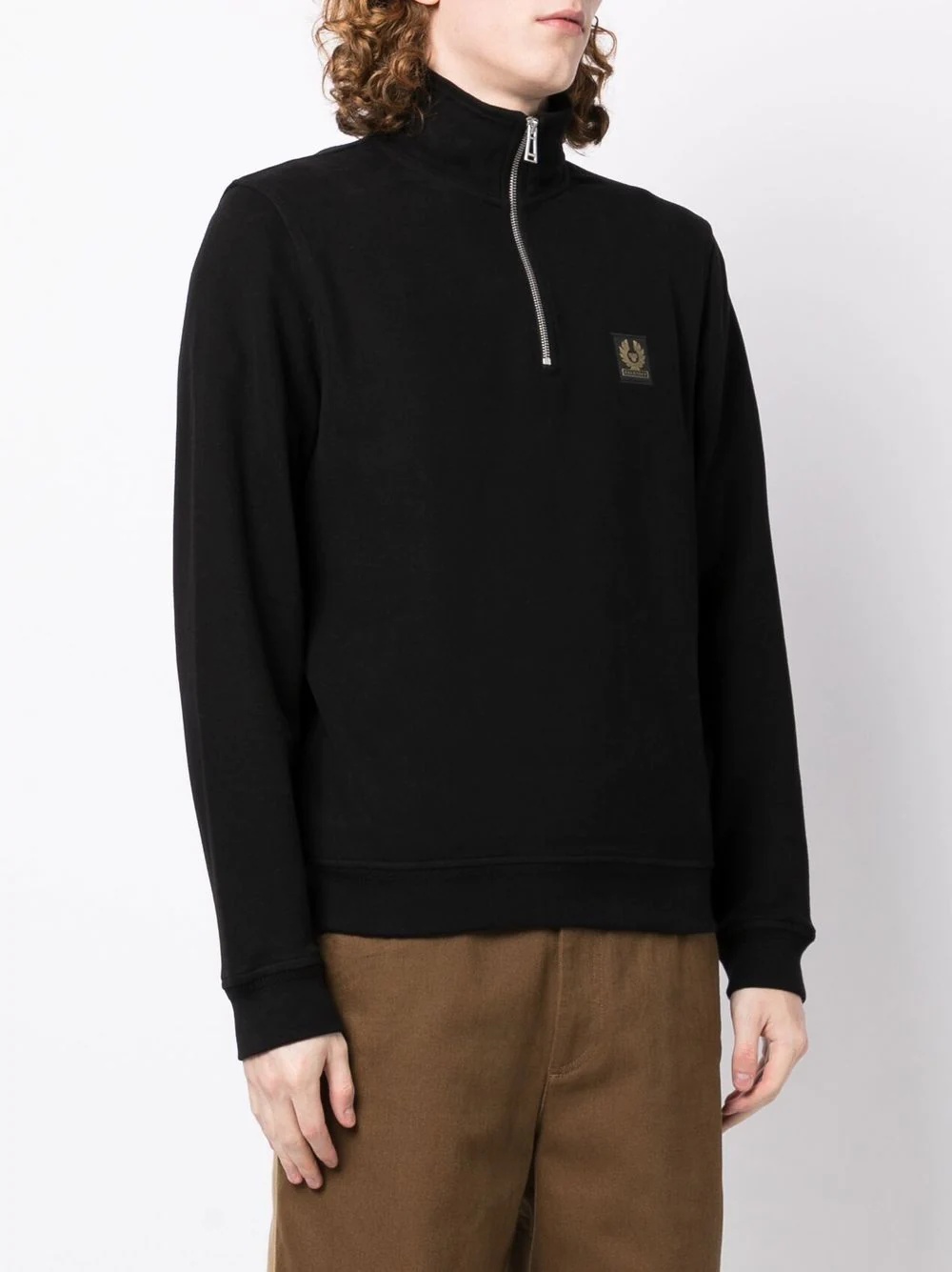 logo-patch stand-collar sweatshirt - 3