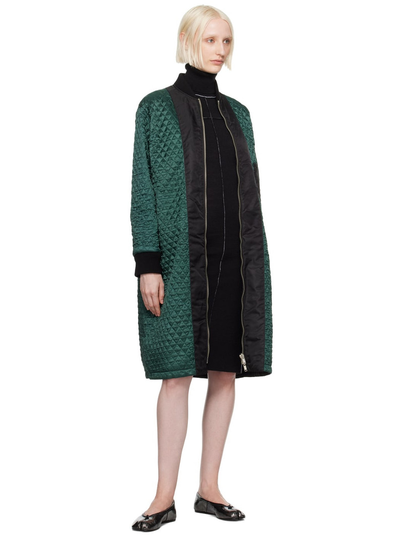 Green & Black Quilted Reversible Coat 5