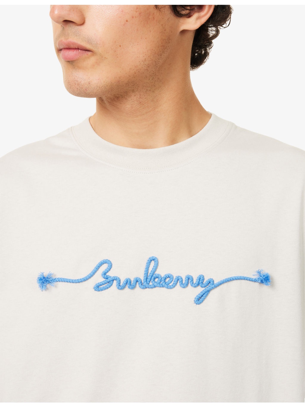 Knot Logo-Text Crewneck Cotton T-Shirt - 5