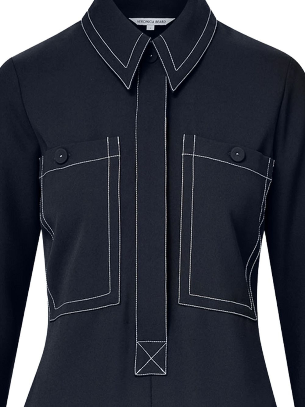 contrast-stitch shirt mini dress - 2