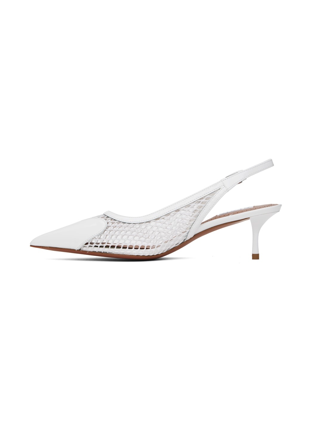 White Heart Slingback Fishnet Heels - 3
