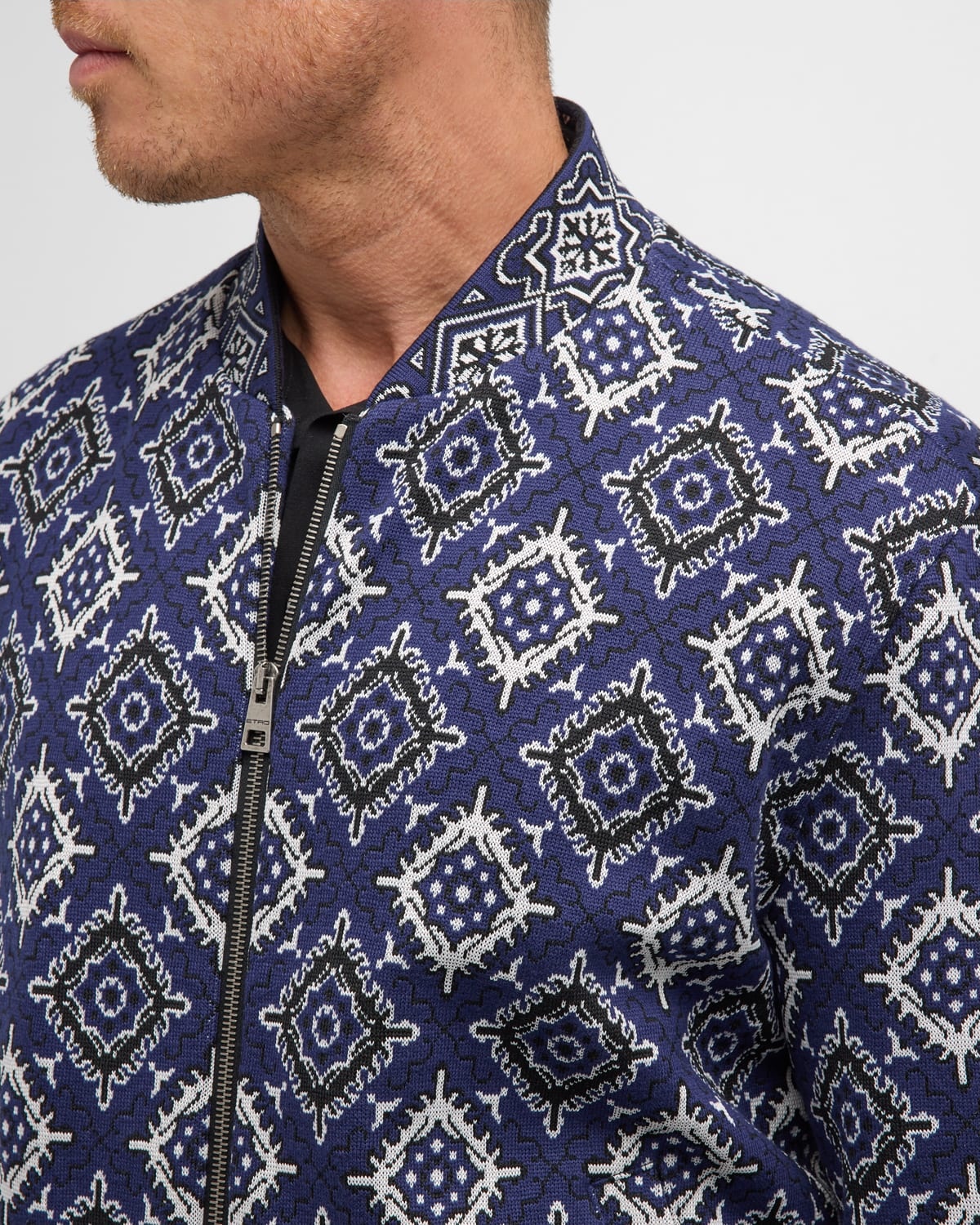 Men's Medallion Knit Bomber Jacket - 6