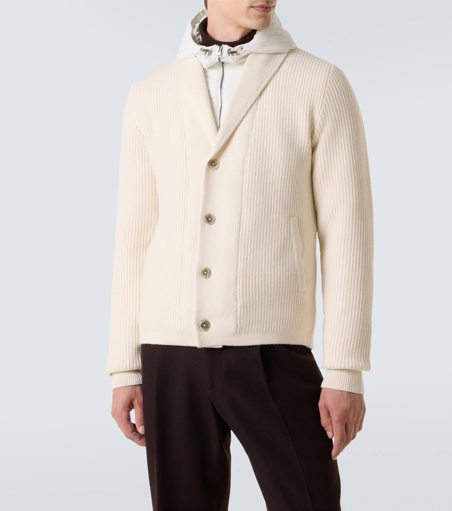Ribbed-knit wool cardigan - 3