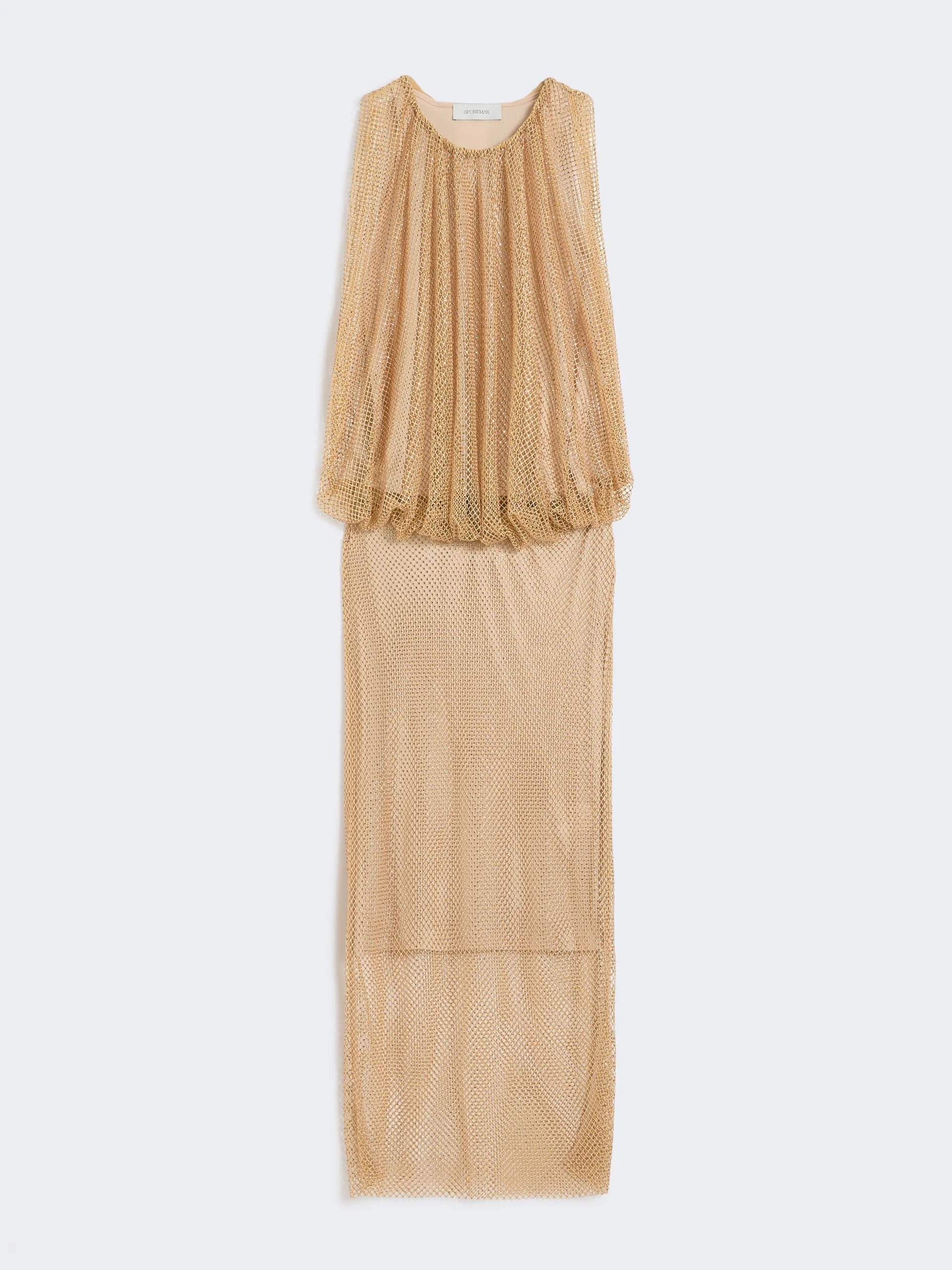 Sleeveless jersey dress with crystals - CAMEL - 1