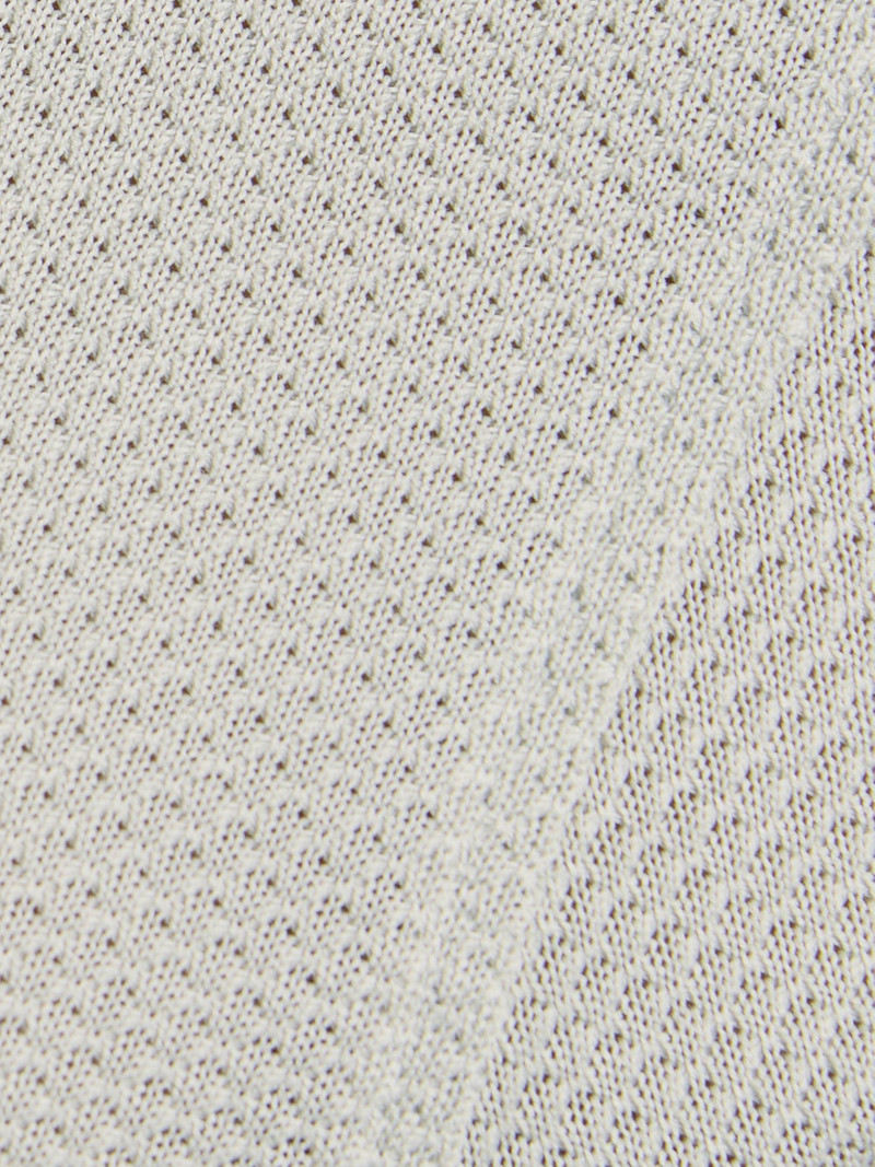 Men's Textured Cotton Johnny Collar Polo Shirt - White 7