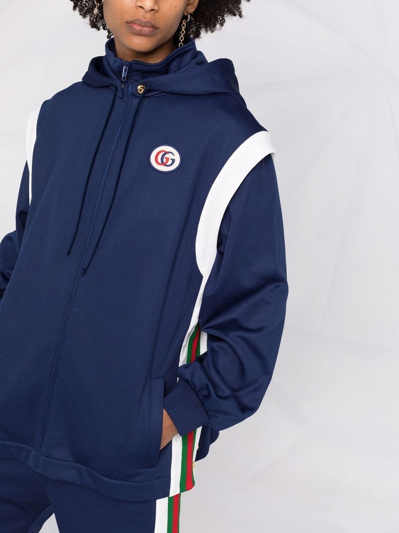 Web-Stripe detachable-sleeve hooded jacket 5