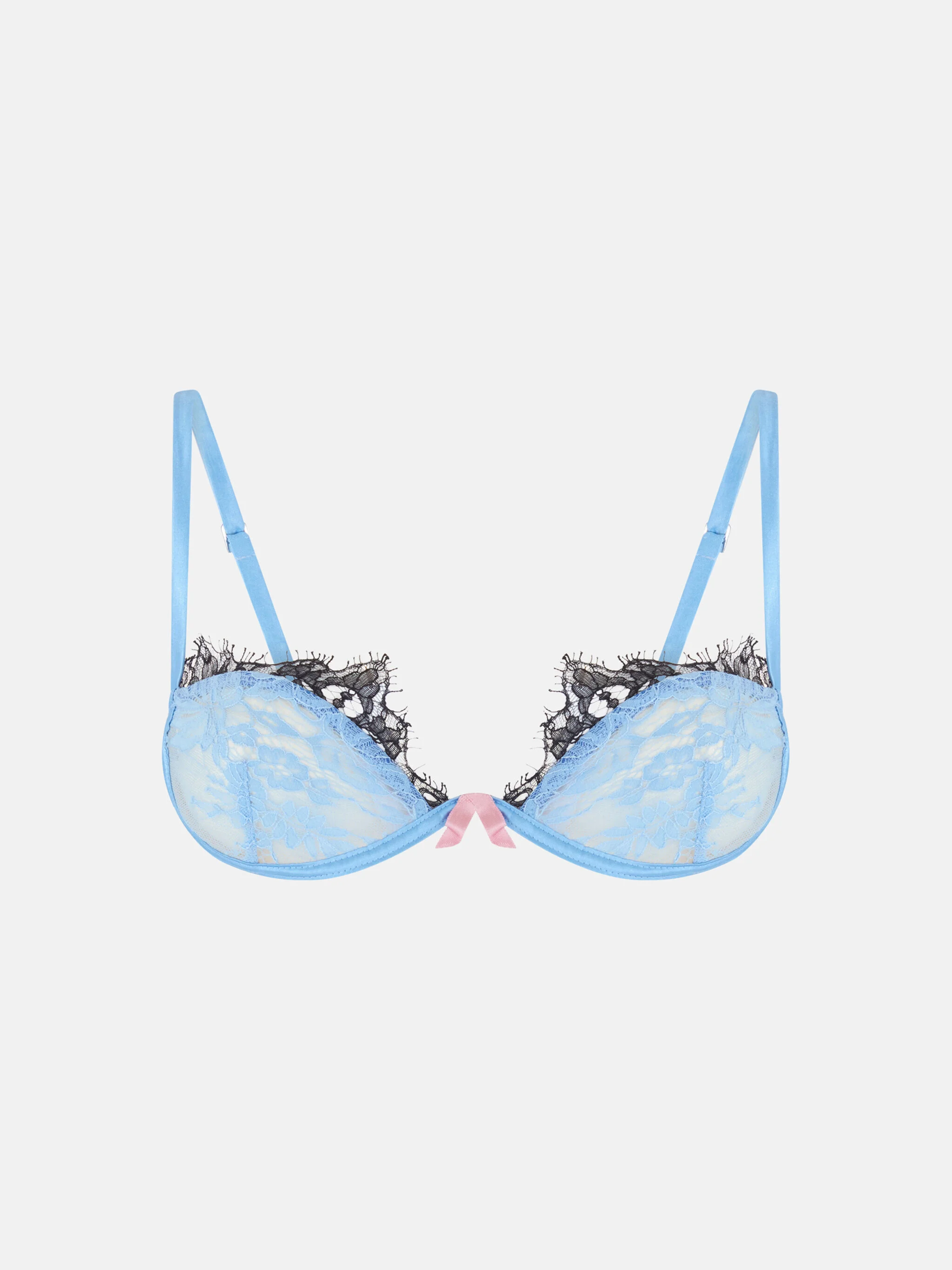 BLUE AND BLACK LACE BRA - 1
