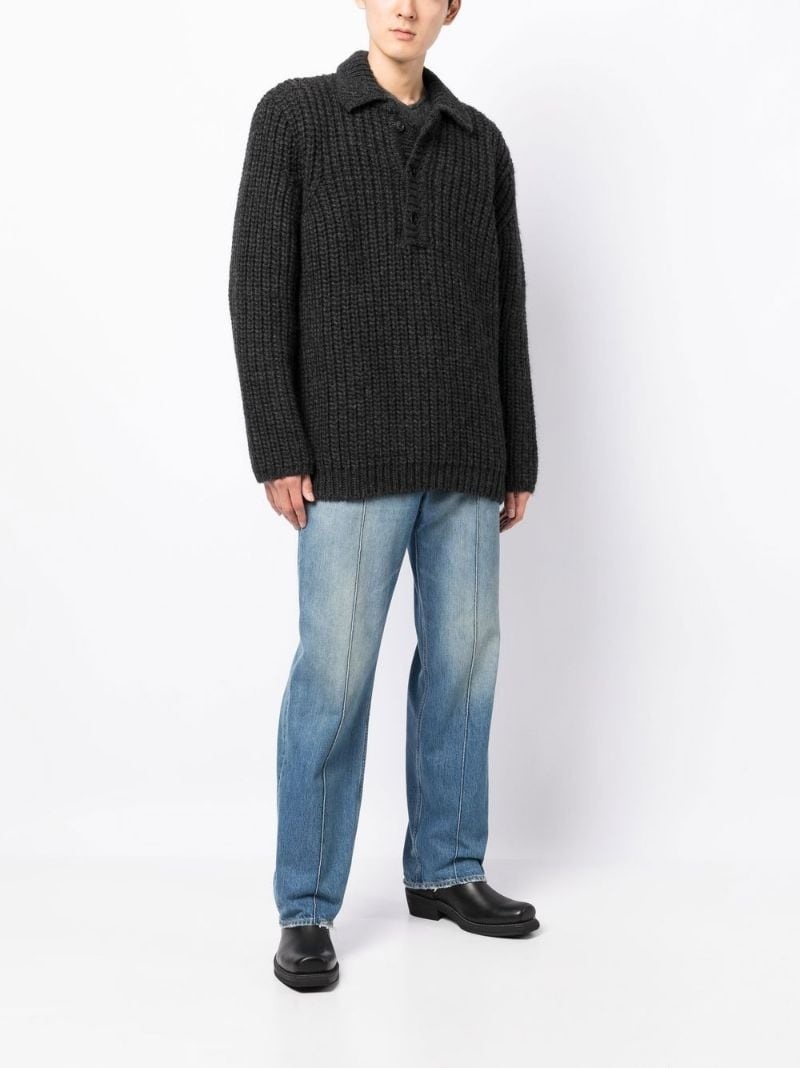 button-placket knit jumper - 2