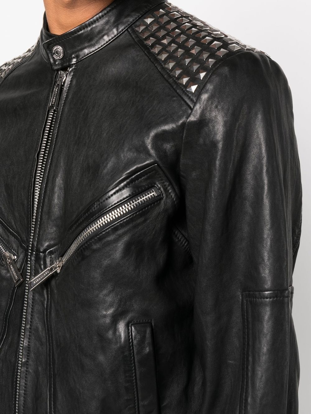 studded leather biker jacket - 5