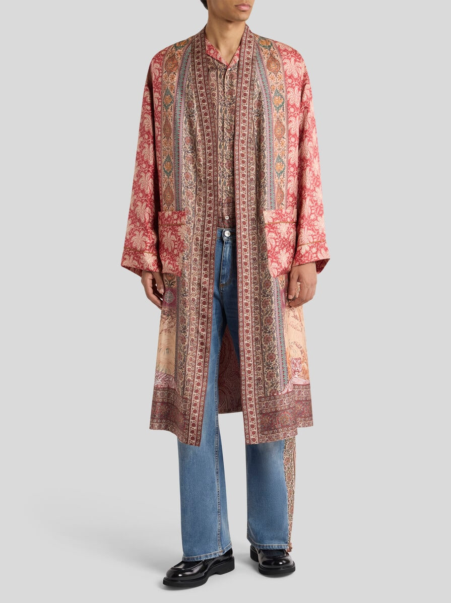 SILK ROBE WITH PLACED PRINT - 3