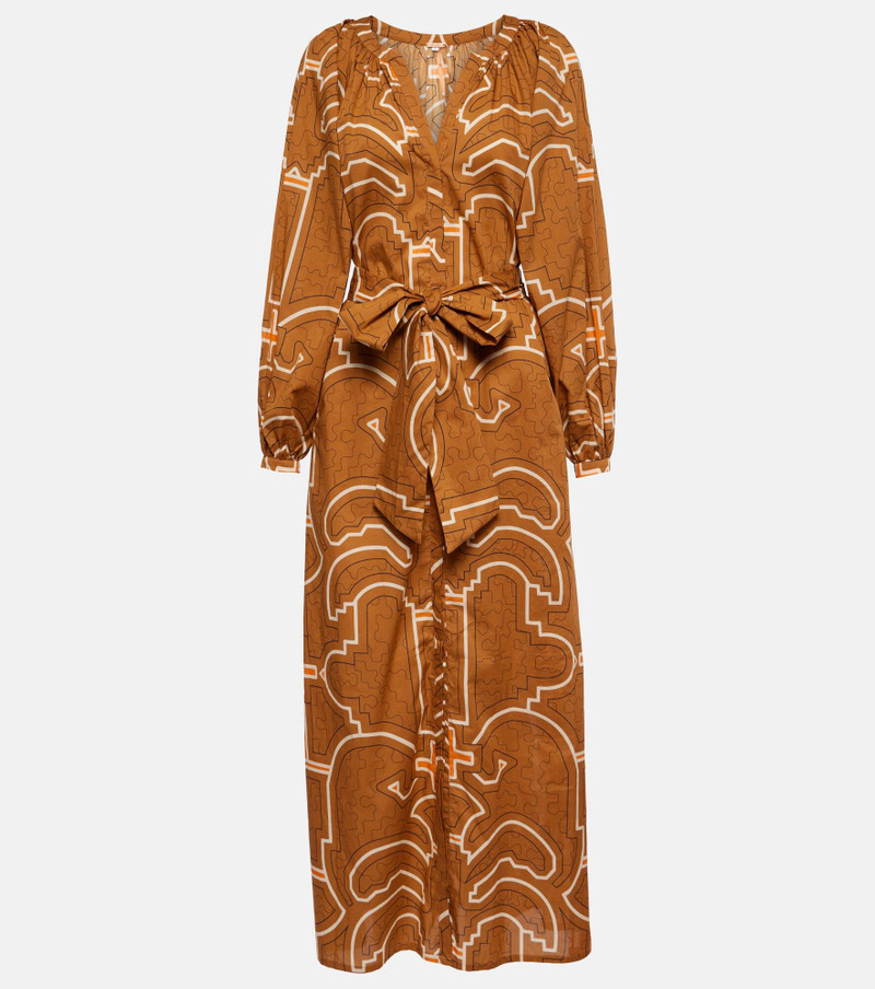 Printed balloon-sleeve cotton maxi dress - 1