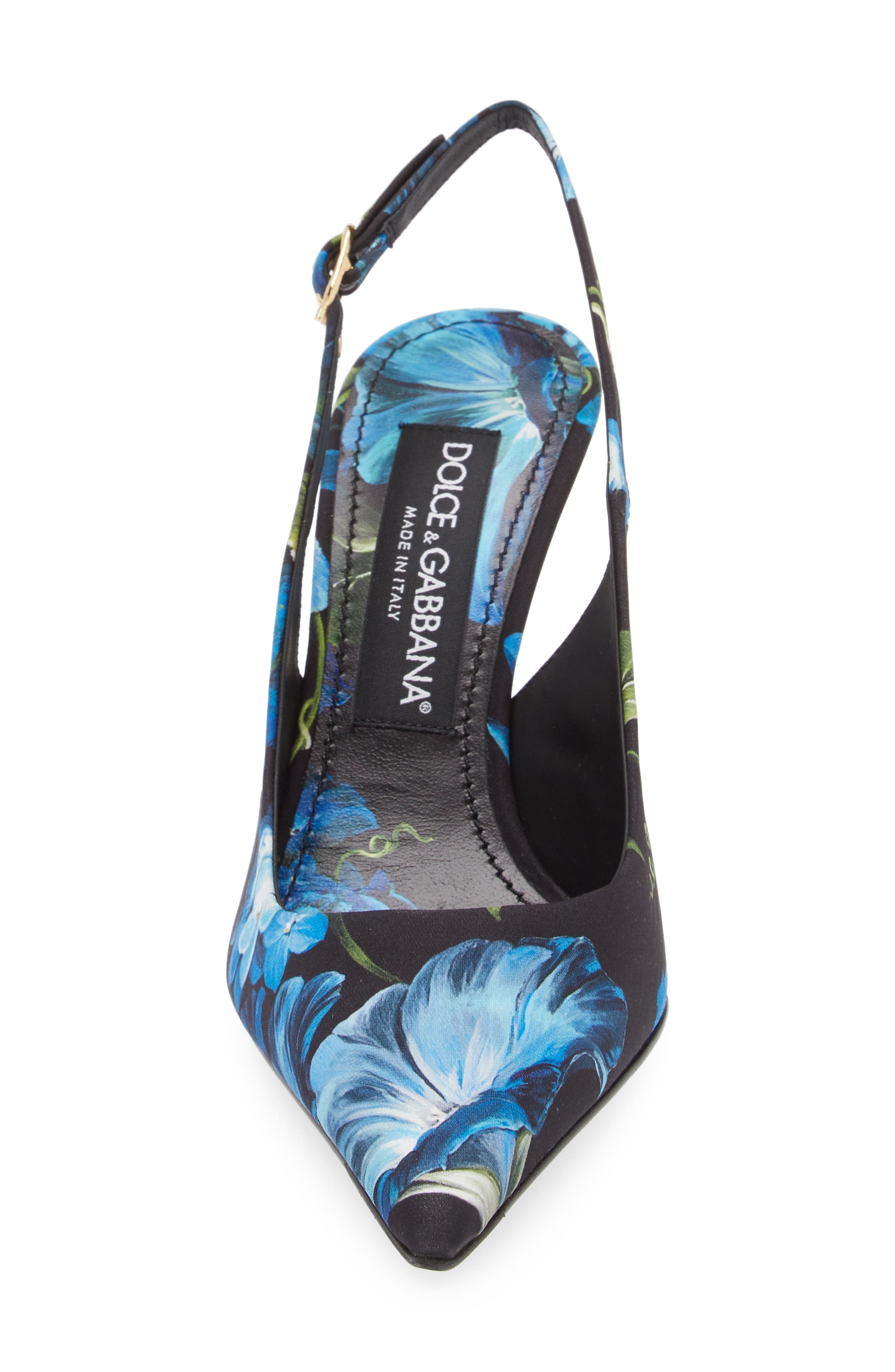 Dolce&Gabbana Lollo Floral Slingback Pump in Black/Blue at Nordstrom - 4