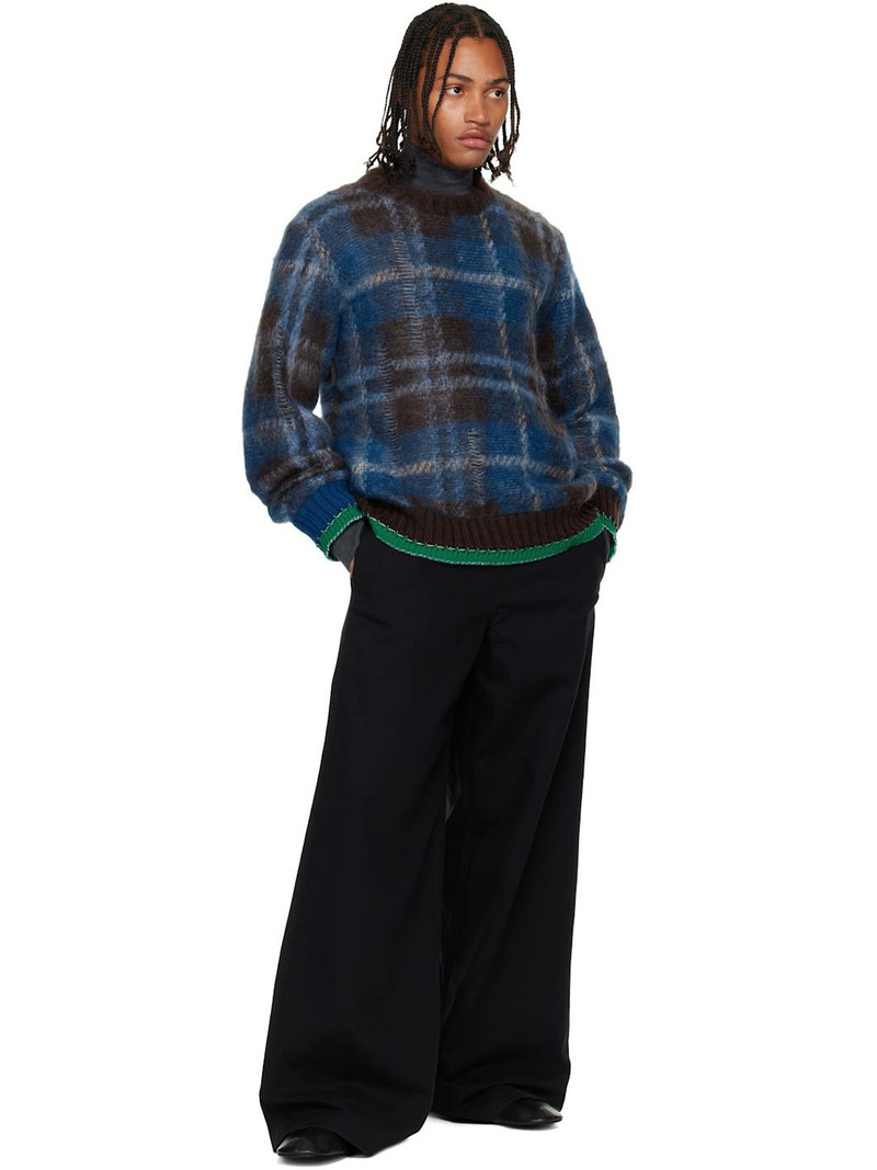 sacai Brown & Blue Plaid Mohair Sweater outlook