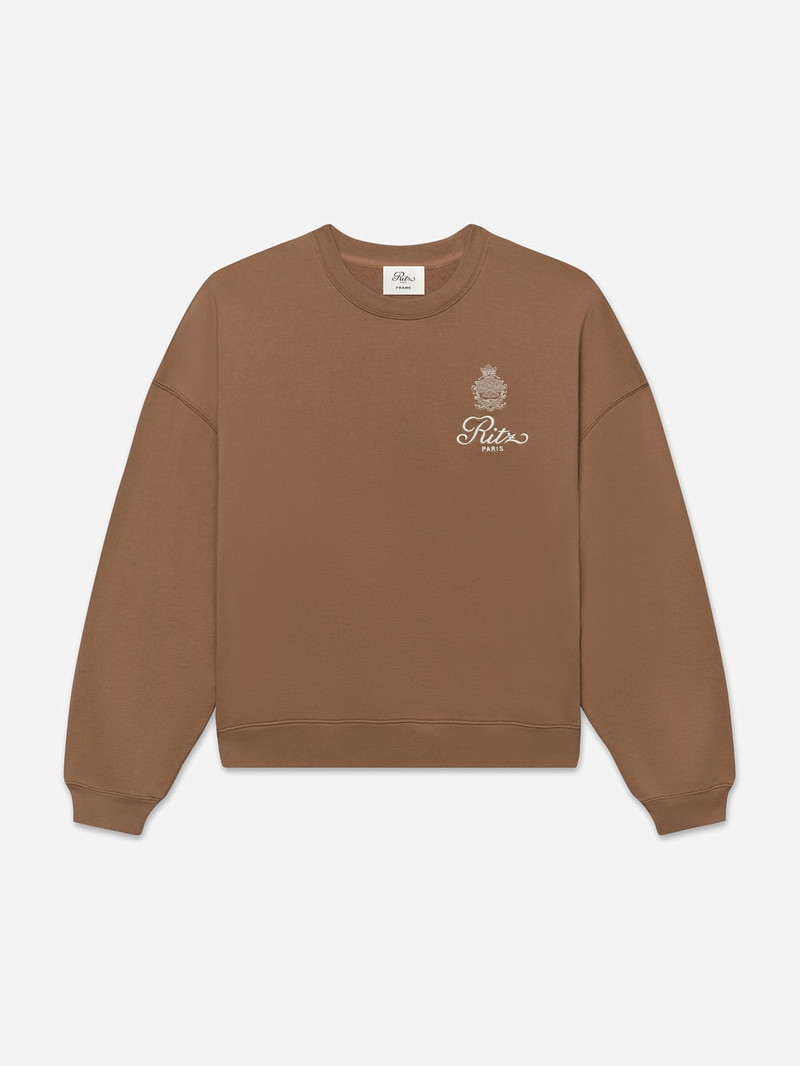 Ritz Unisex Breakfast In Bed Crewneck in Camel 1
