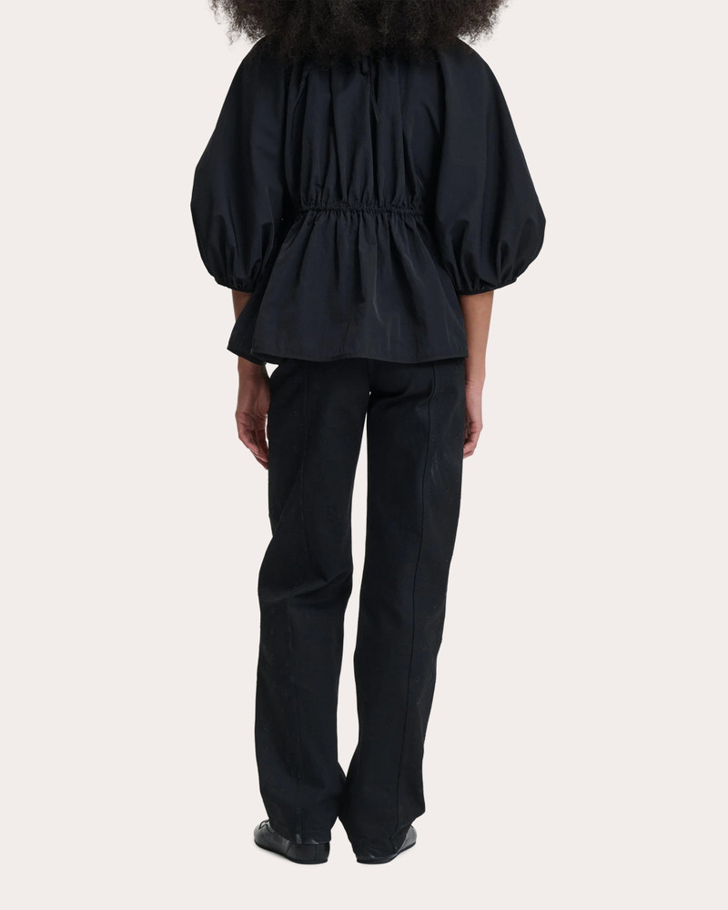 CECILIE BAHNSEN Berta Taffeta Puff-Sleeve Peplum Top outlook