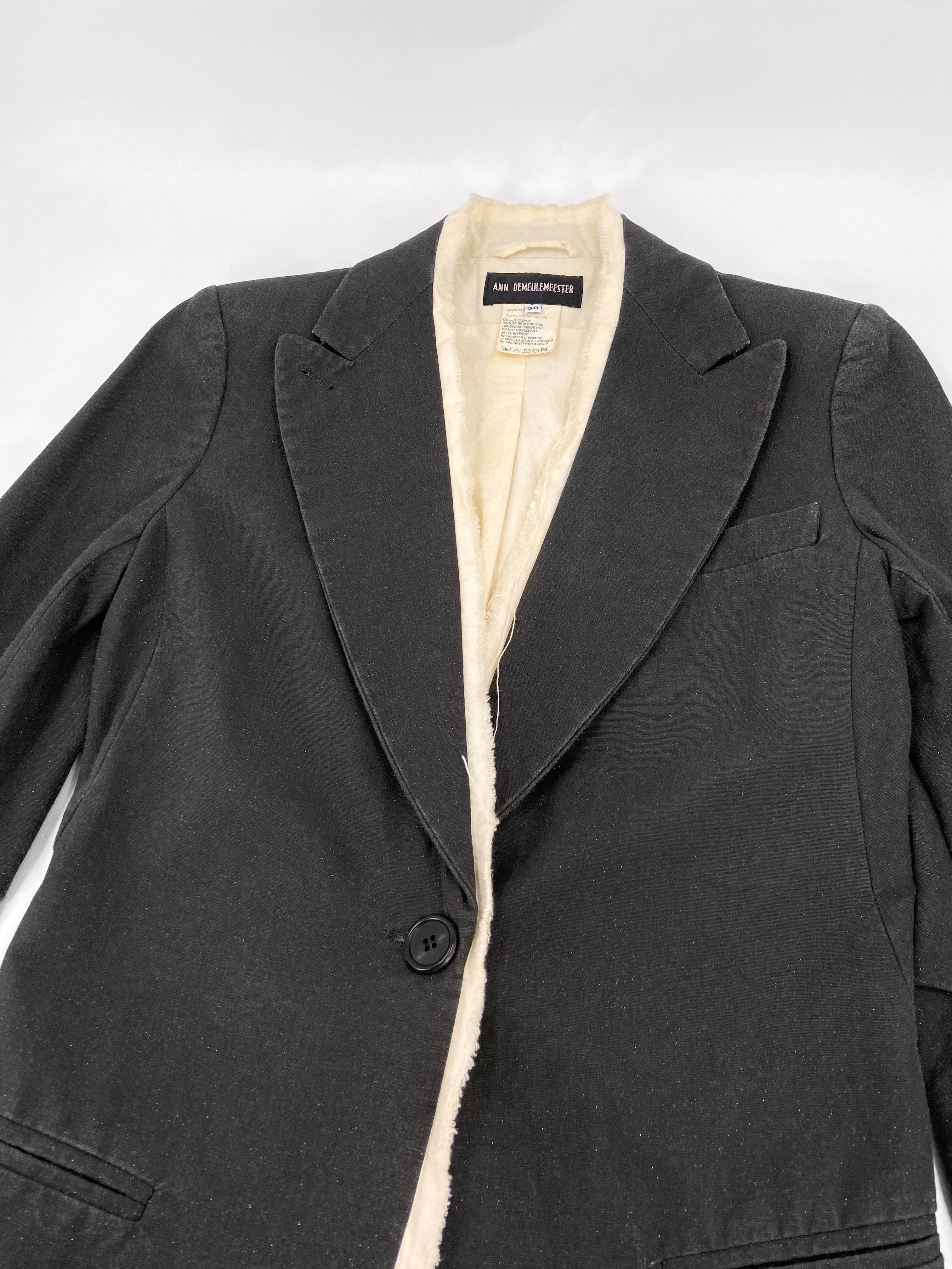 Ann Demeulemeester Fall 2000 Distressed Bondage Glitter Blazer with Exposed Lining 36 - 7