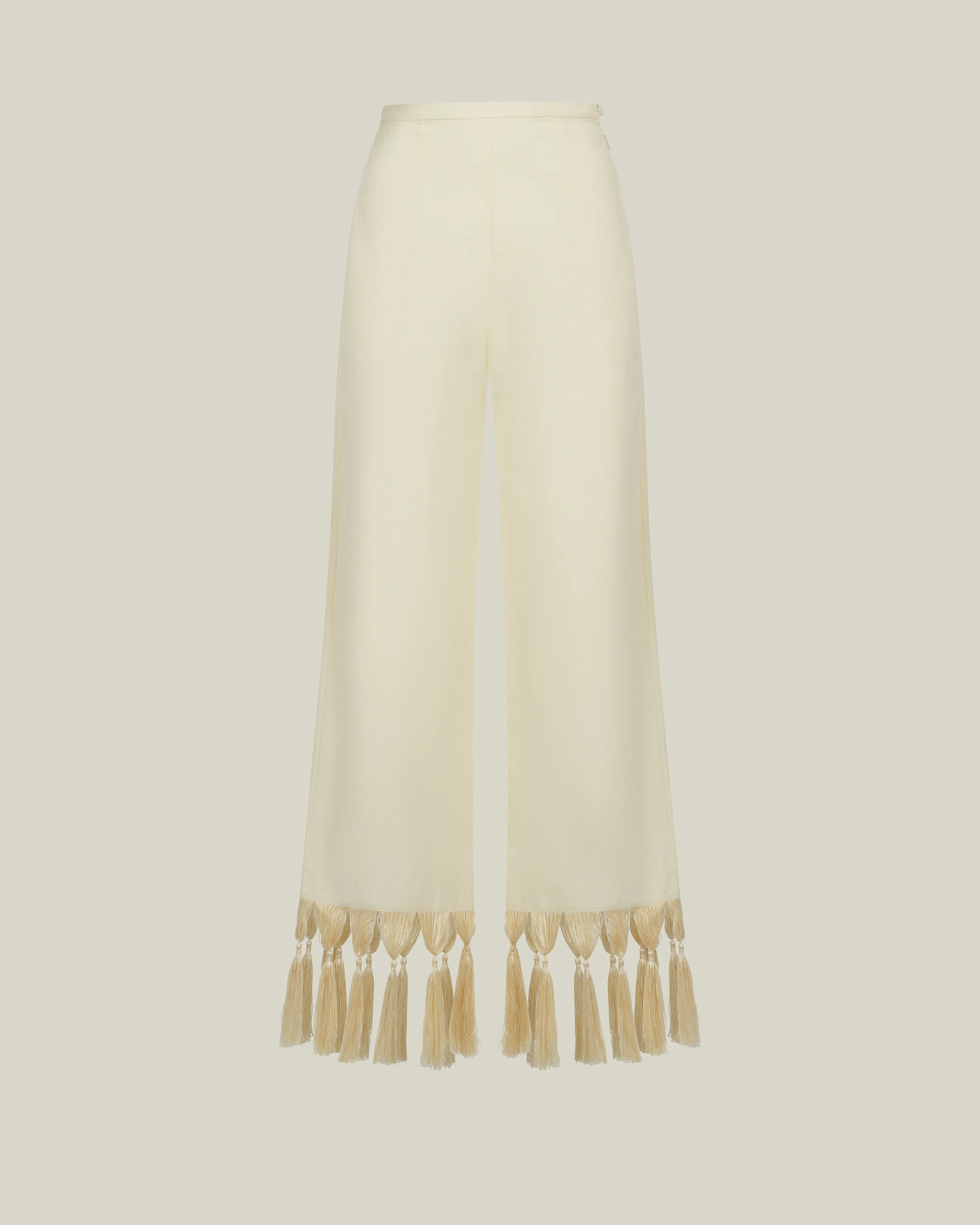 Marlino Fringed Pants in Ivory - 1