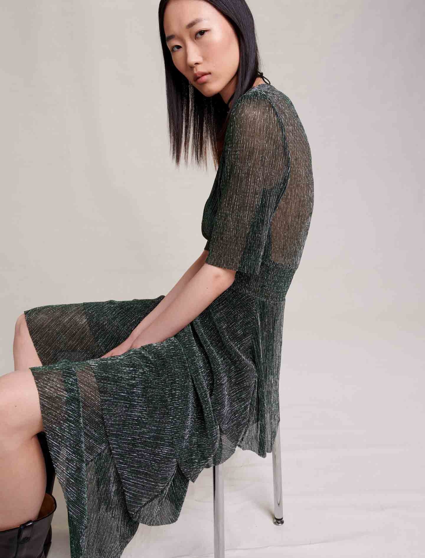 Metallic fiber dress with ruffles - 3