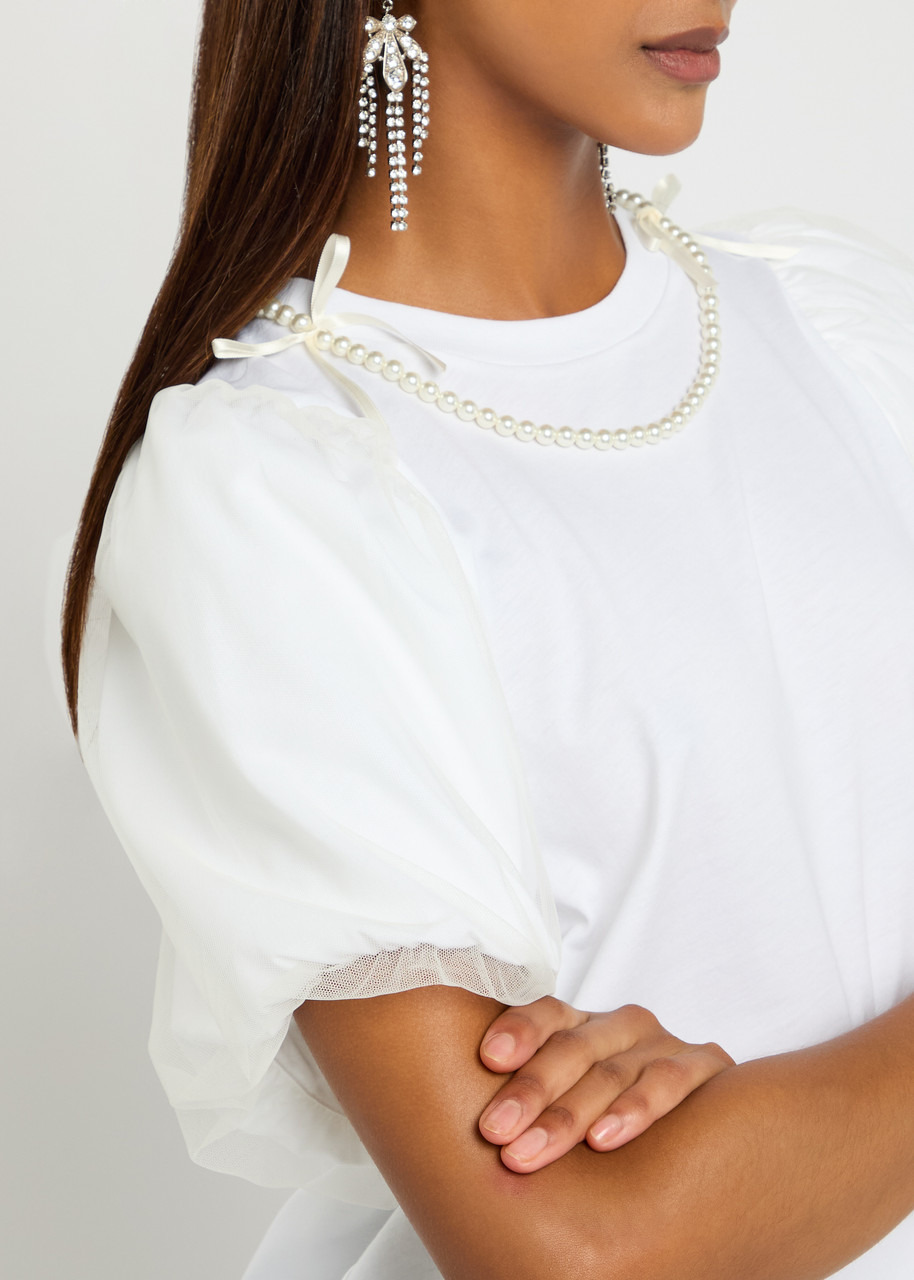 Simone Rocha Tulle Overlay Puff Sleeve Cotton T-shirt - 5
