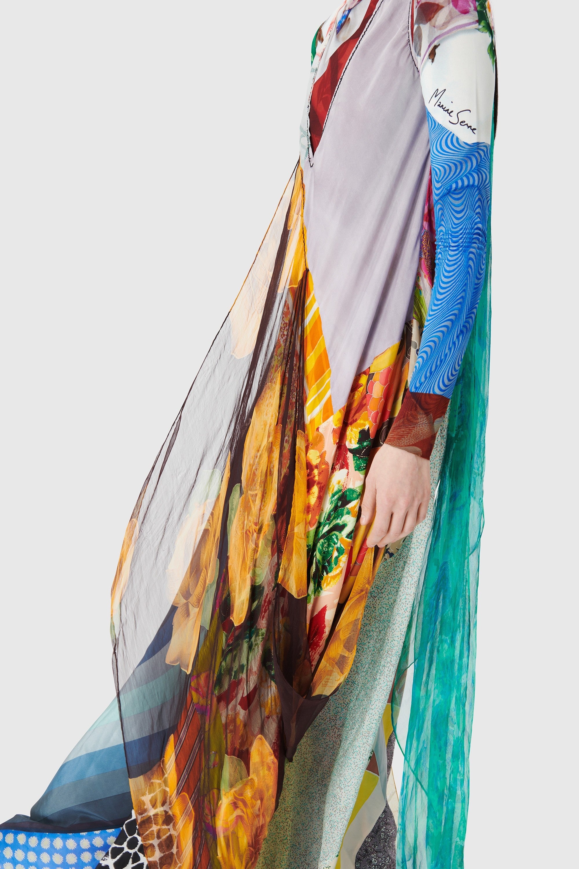 Regenerated Silk Scarves Draped Dress - 4