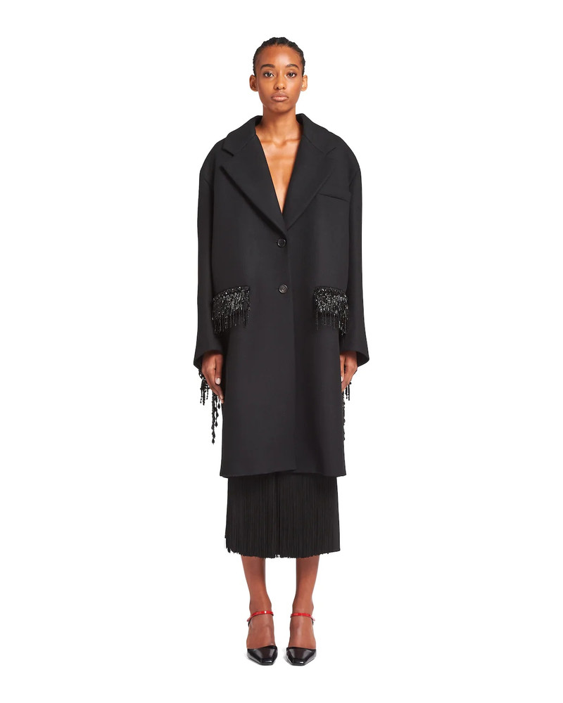 Prada Embellished single-breasted textured wool coat outlook