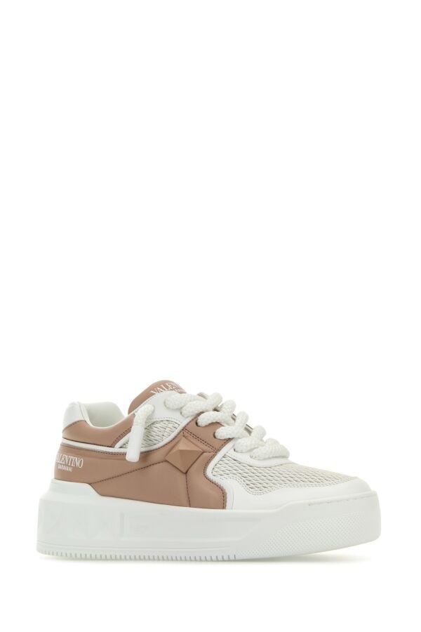 Valentino Garavani Woman Two-Tone Leather One Stud Xl Sneakers - 2