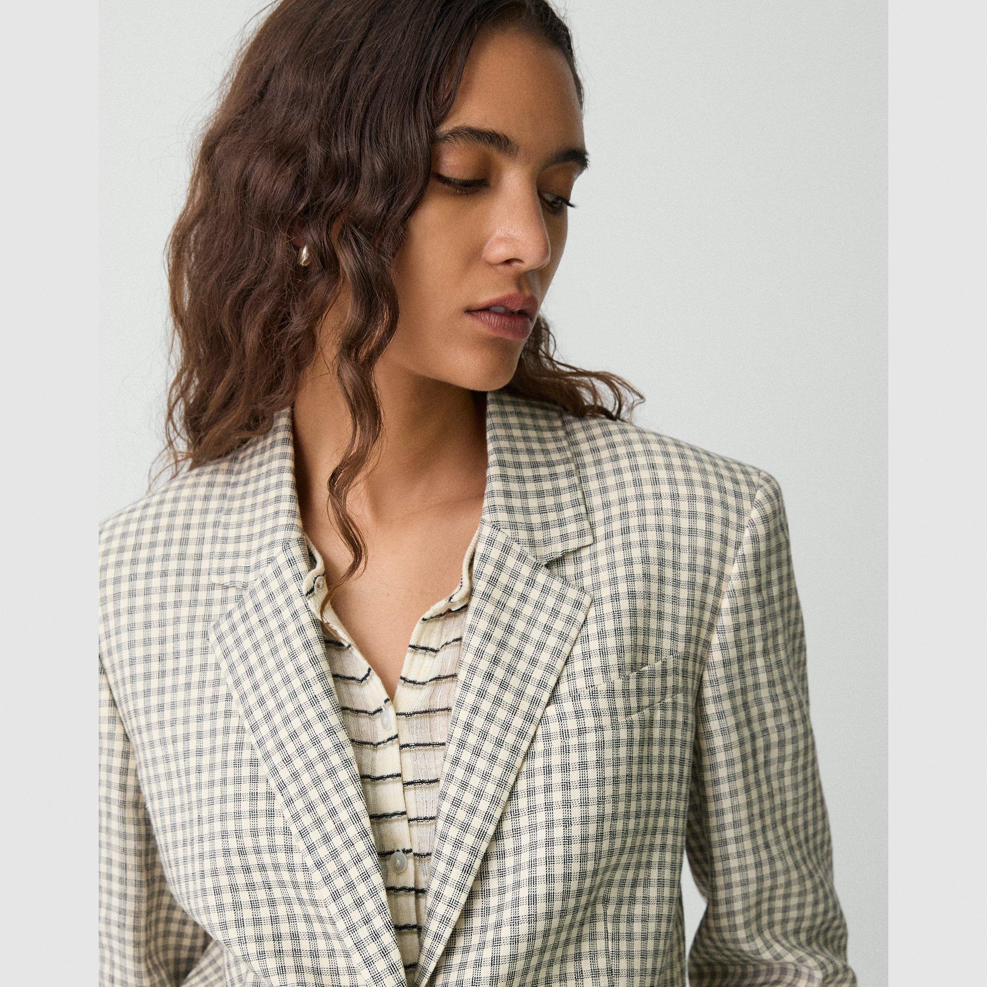 Relaxed Blazer in Checked Linen-Blend - 5
