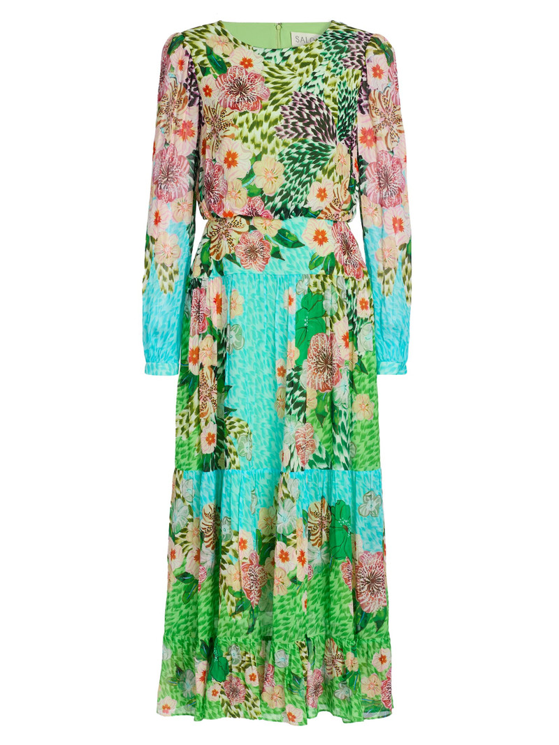 Women's Isabel Printed Midi-Dress - Plumeria Wave Plmt 1