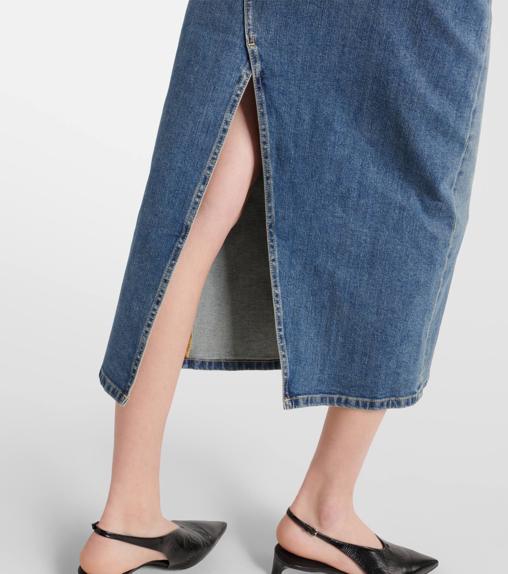 High-rise denim midi skirt - 5