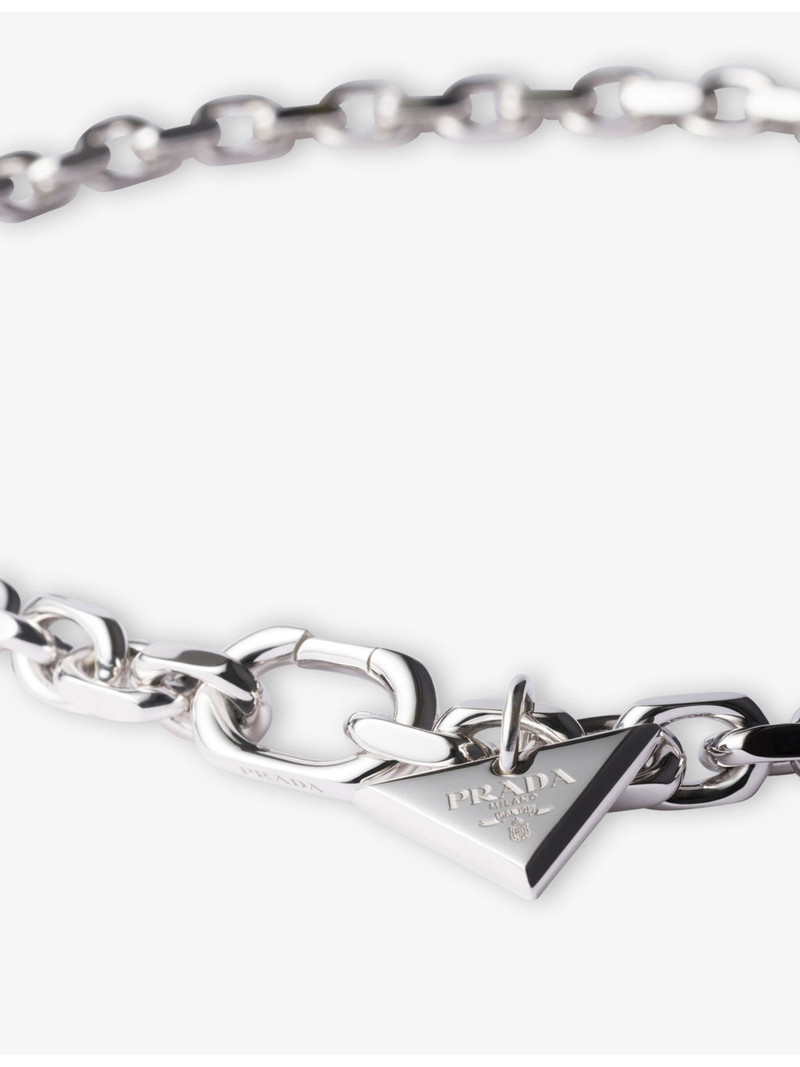 Prada Logo-Engraved Sterling-Silver Chain Necklace outlook