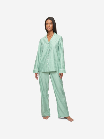 Derek Rose Women's Pyjamas Kate Cotton Jacquard Green outlook