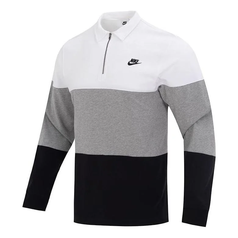 Nike Club Knit CB Long-Sleeve Top 'White Grey Black' FB7798-100 - 1