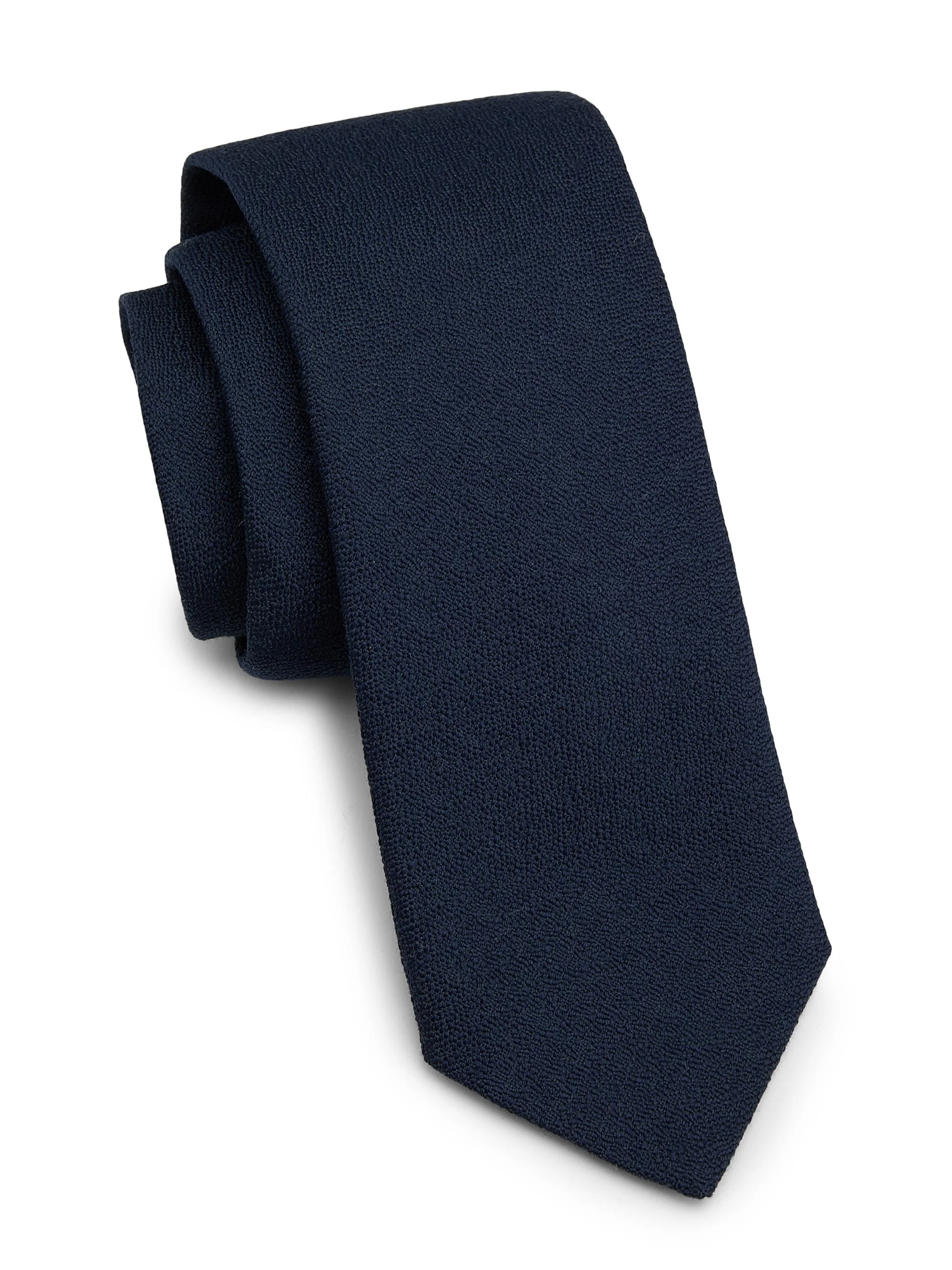 Men's Wool-Silk Tie - Navy - 1