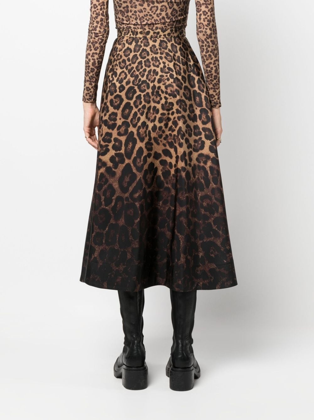 gradient leopard-print midi skirt - 4